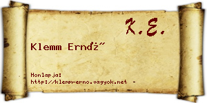 Klemm Ernő névjegykártya